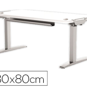 Mesa de escritorio fellowes levado base metal aco pintado sistema eletrico regulavel altura tabuleiro branco 180 x 80 cm