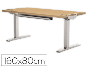 Mesa de escritorio fellowes levado base metal aco pintado sistema eletrico regulavel altura tabuleiro arce 160 x 80 cm