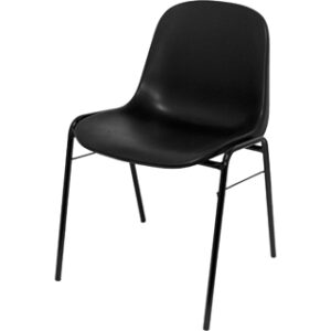 Cadeira q-connect alborea confidente estrutura tubo de metal preto com encosto pvc ergonomica preta 77x45x42 cm - PACK423NE