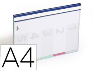 Bolsa dossier durable plasticodin a4 com 5 bandas de cores eindice lombada cor azul pack de 5 unidades