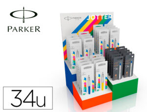 Expositor parker jotter originals em blister com 4 blocos e 34 unidades 24 esferograficas + 4 recargas - 2121464
