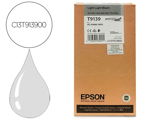 Tinteiro epson t9139 light light preto ink 200ml