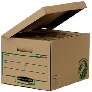 Caixa para arquivo definitivo fellowes em cartao reciclado capacidade 4 caixas de arquivo 80 mm 269x340x400 mm