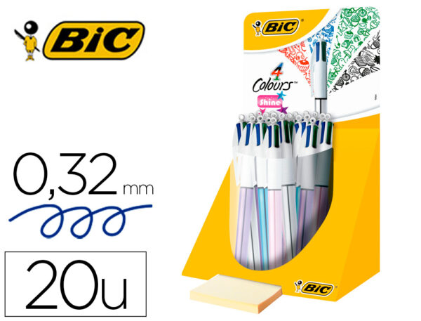 Esferografica bic quatro cores shine cores metalizadas ponta de 1 mm