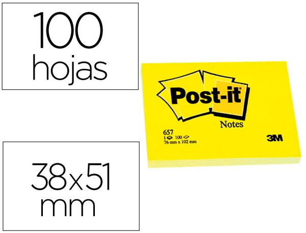 Bloco de notas adesivas post-it post-it amarelo 50 x 38 mm - FT510058488