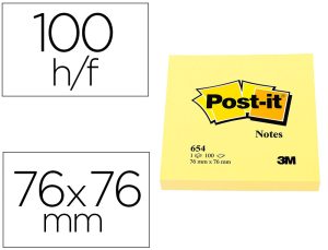 Bloco de notas adesivas post-it post-it amarelo 76 x 76 mm - FT500072937