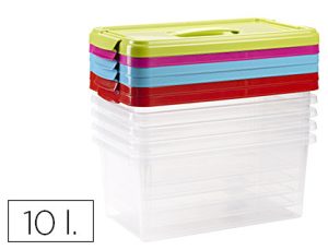Caixa multiusos plastico 10 l nº 24 tampa de cor com asa 385x230x175 mm